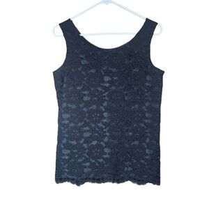 VTG Y2K Black Lace Sleeveless Top Layering Whimsigoth Fairy Rave Eva Laurel Sz 6